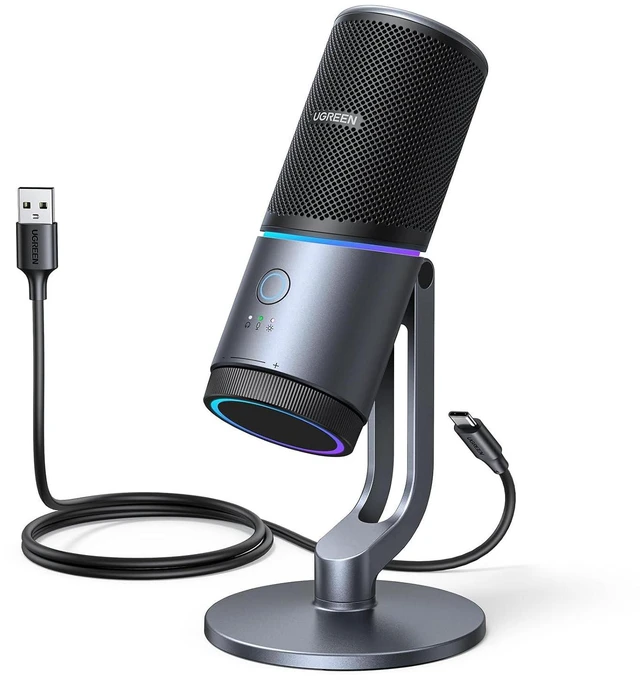 Main image of UGREEN Microphone for PC, USB Gaming Mic with RGB Lights, 24bit/96kHz