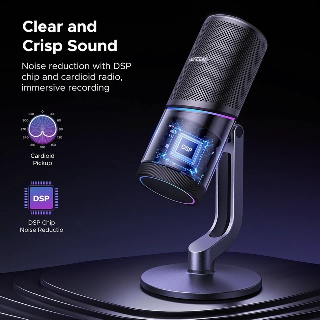 Alt view image 3 of 7 - UGREEN Microphone for PC, USB Gaming Mic with RGB Lights, 24bit/96kHz