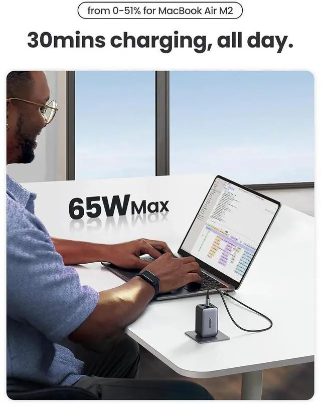 Alt view image 4 of 7 - UGREEN 65W USB C Charger Bundle with 3.3ft USB C Cable 100W USB C to USB C Cable Fast Charging, Type C Cord USB C Charger Cable Compatible with iPhone 15/15 Pro/15 Pro Max