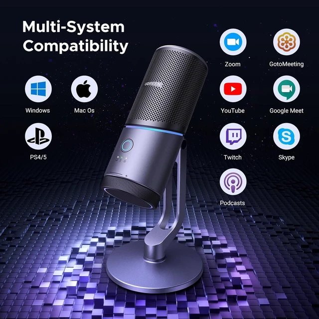 Alt view image 7 of 7 - UGREEN Microphone for PC, USB Gaming Mic with RGB Lights, 24bit/96kHz