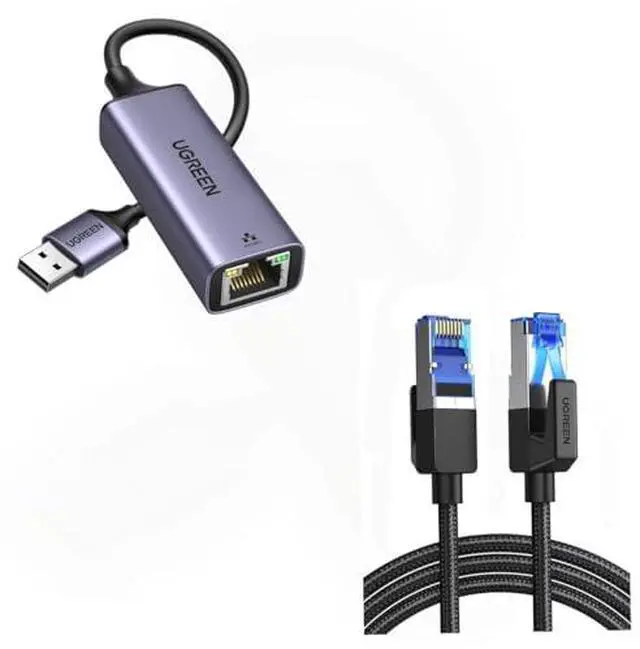 Main image of UGREEN Cat 8 Ethernet Cable 6FT Bundle with USB to Ethernet Adapter 1000Mbps