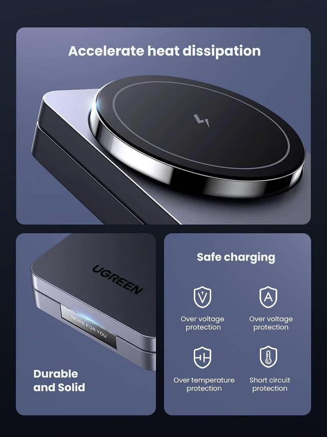 Alt view image 6 of 7 - UGREEN MagFlow 2-in-1 MagSafe Compatible Foldable Wireless Charger Stand
