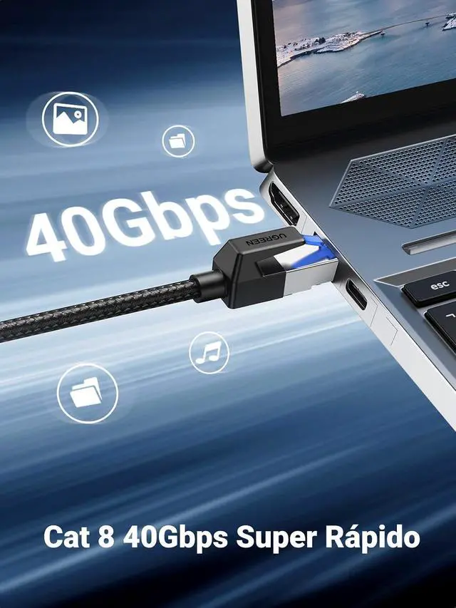 Alt view image 6 of 6 - UGREEN Cat 8 Ethernet Cable 6FT Bundle with USB to Ethernet Adapter 1000Mbps