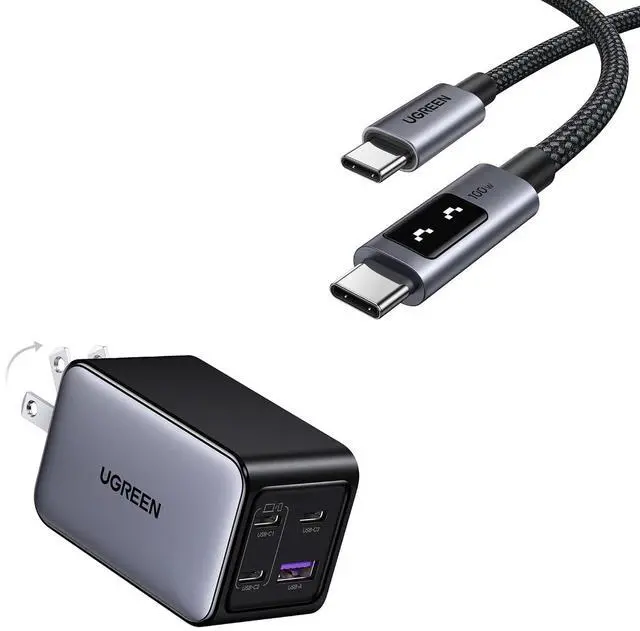 Main image of UGREEN Nexode 65W GaN Wall Charger Bundle with Uno 3.3FT 100W USB C to USB C Cable for iPhone 17/17 Air/17 Pro/17 Pro Max/16, MacBook Pro/Air, iPad Pro/Air, Galaxy S25 Ultra