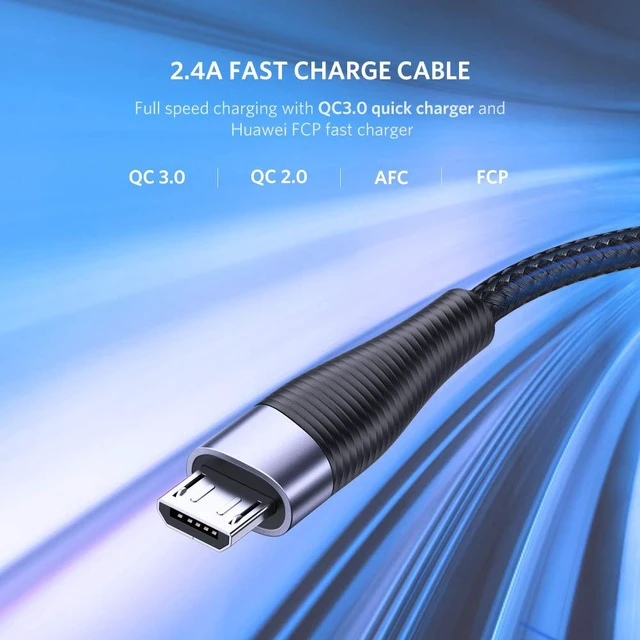Alt view image 2 of 7 - Micro USB Charger Cable, Nylon Braided USB A to Micro USB Android Quick Charge Cord with Bendable Wire Connection for Samsung, LG, Nokia, HTC, Moto, Nexus, TV Stick, PS4 Controller, 1.5FT