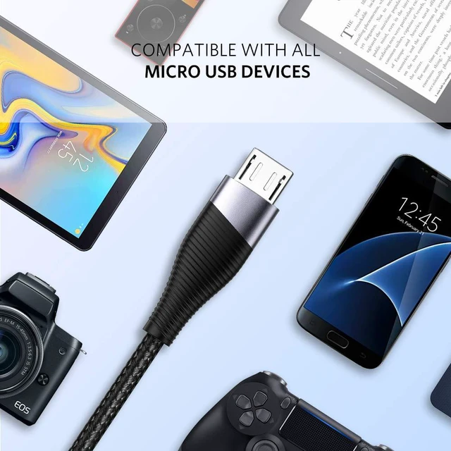Alt view image 7 of 7 - Micro USB Charger Cable, Nylon Braided USB A to Micro USB Android Quick Charge Cord with Bendable Wire Connection for Samsung, LG, Nokia, HTC, Moto, Nexus, TV Stick, PS4 Controller, 1.5FT
