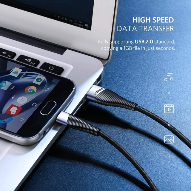 Alt view image 4 of 7 - Micro USB Charger Cable, Nylon Braided USB A to Micro USB Android Quick Charge Cord with Bendable Wire Connection for Samsung, LG, Nokia, HTC, Moto, Nexus, TV Stick, PS4 Controller, 1.5FT