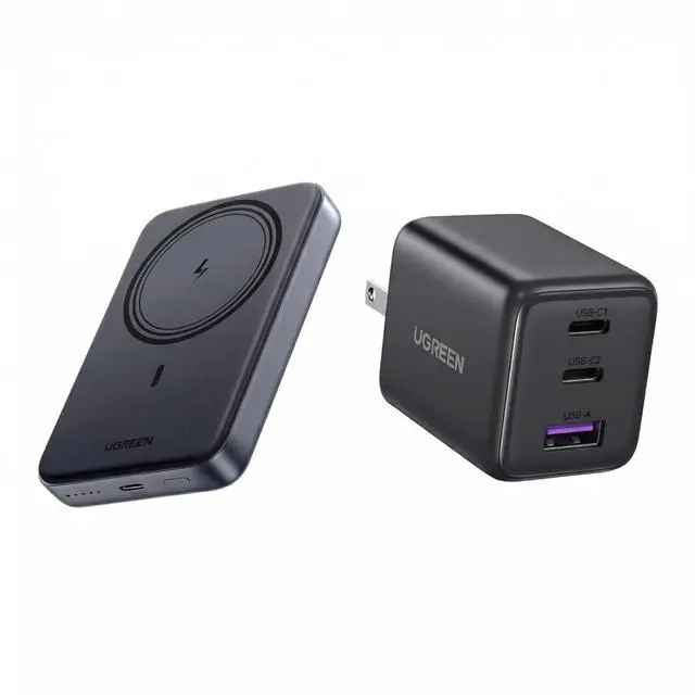 Main image of UGREEN Magnetic Power Bank 10000mAh Bundle with 30W USB C GaN Wall Charger Magnetic Wireless PD 20W and 3 Port Fast Charger for iPhone 17 16 15 iPad Travel