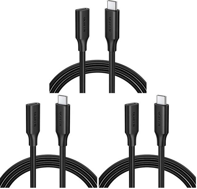 Main image of UGREEN USB Type C Extension Cable (10Gbps), USB 3.2 Type C Male to Female Fast Charging, Compatible with MacBook Pro iPad Pro Dell XPS Surface Switch DJI Mavic Dongle Hub,3FT (Pack of 3)