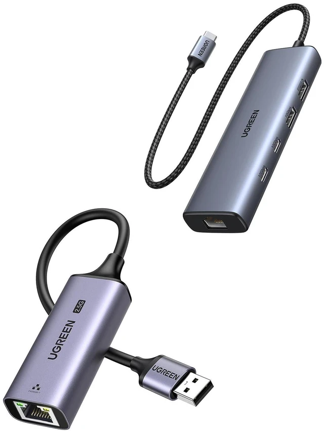 Main image of UGREEN USB to Ethernet Adapter 2.5Gb Bundle with 5-in-1 USB C 3.2 Hub Ethernet Adapter