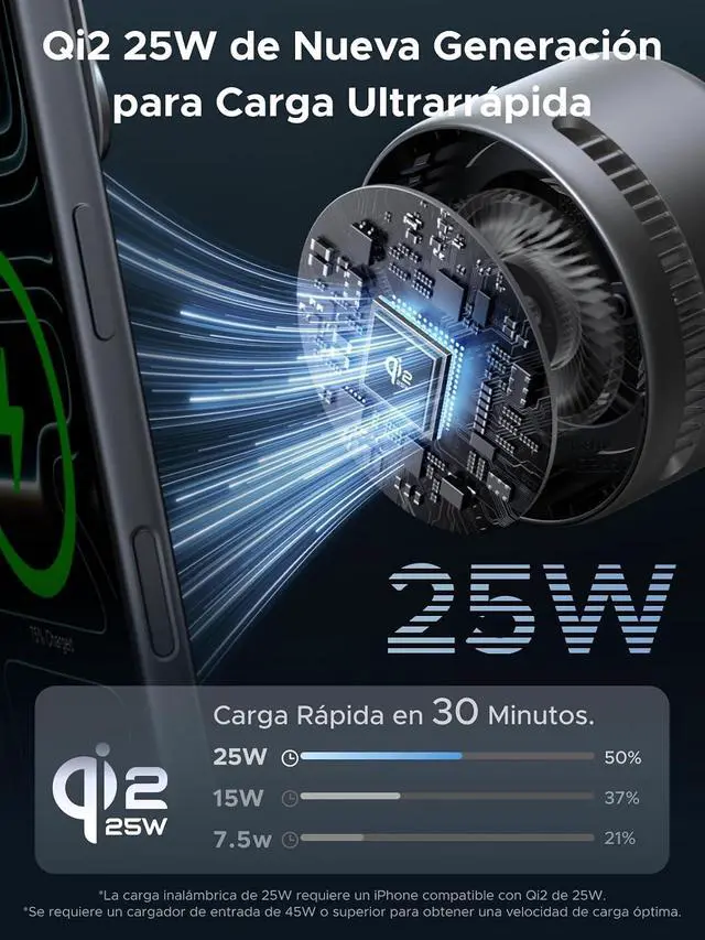 Alt view image 2 of 7 - UGREEN Magflow 25W Qi2.2-Certified 2-in-1 Wireless Charging Station