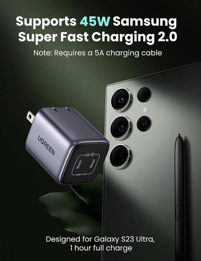 Alt view image 2 of 7 - UGREEN Nexode 45W USB C Charger Black Bundle with 45W USB C Charger White