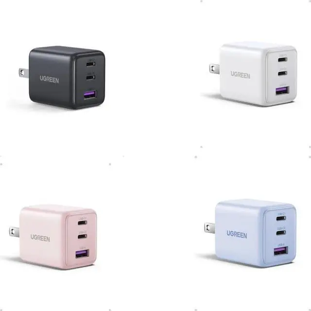 Main image of UGREEN 4-Pack Charger Bundle, Multi-Color Set (Black, White, Pink, Blue), Same Specification Charging Devices, Universal USB-C Compatible Charging Solution for Phones and Devices
