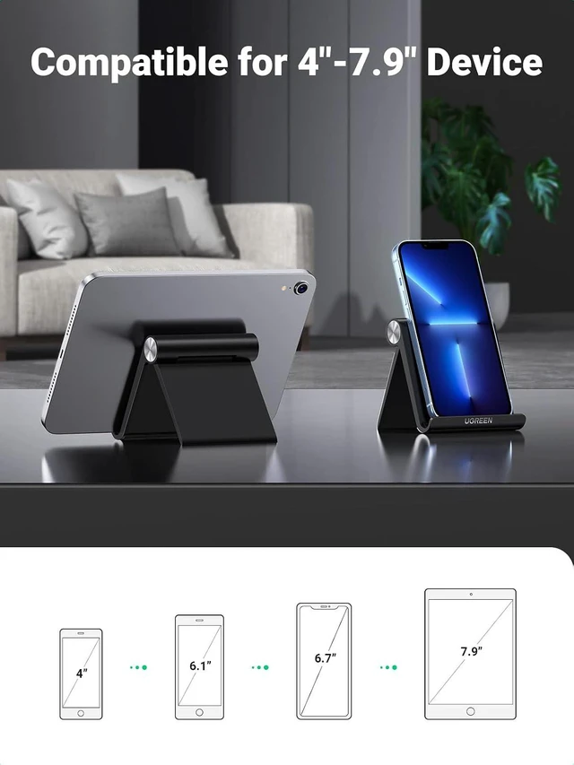 Alt view image 4 of 7 - Portable Cell Phone Stand Black Bundle with White Cell Phone Stand Compatible with iPhone 14 Pro 14 Plus13 Pro Max 12 11 SE XS, Galaxy S22 S21