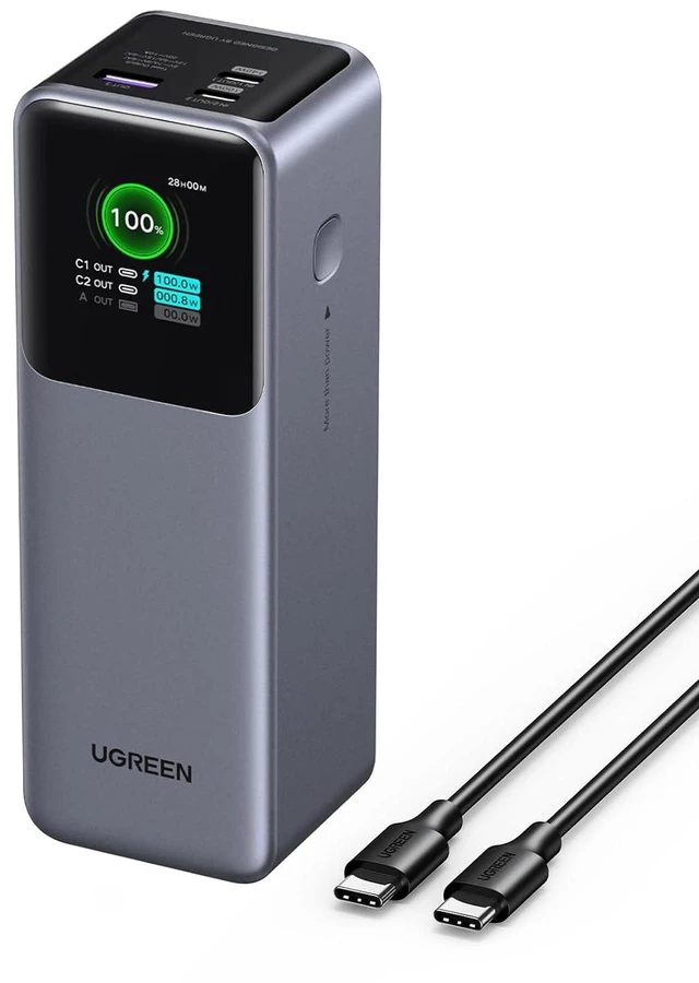 Alt view image 2 of 7 - UGREEN Nexode Power Bank Bundle with Nexode 100W GaN USB C Retractable Charger with Built-in Cable