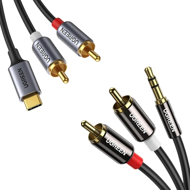 Main image of UGREEN 6.6FT 3.5mm to RCA Audio Cable & USB C to RCA Adapter Bundle - HiFi Sound Headphone Jack Adapter for Mobile, Car, Sound System & More