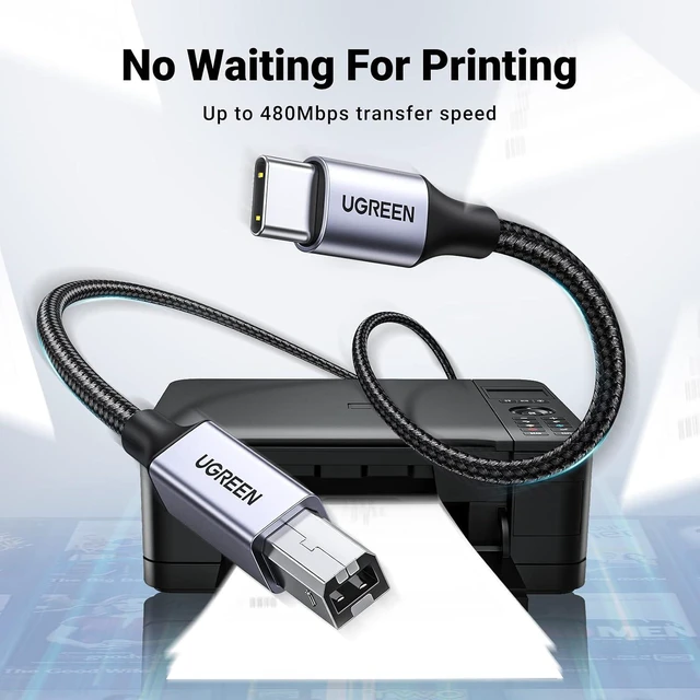 Alt view image 2 of 7 - UGREEN USB Printer Cable 5 FT Bundle with USB B to USB C Printer Cable 3 FT