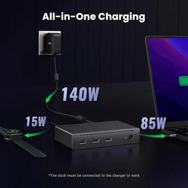 Alt view image 5 of 7 - UGREEN 8-in-1 Thunderbolt 4 Dock Bundle with UGREEN USB C to DisplayPort 1.4 Cable
