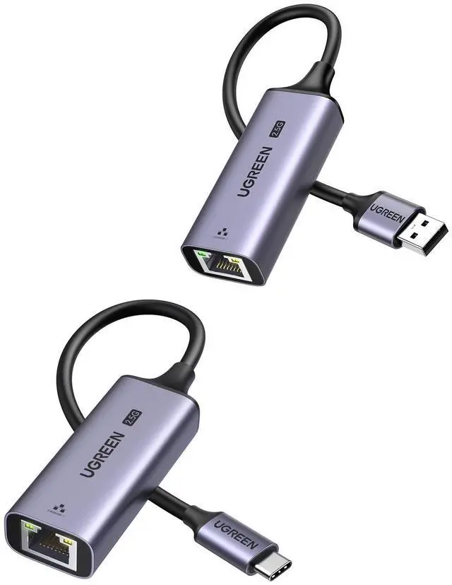 Main image of UGREEN USB C to Ethernet Adapter 2.5G for Laptop Aluminum Bundle With USB to Ethernet