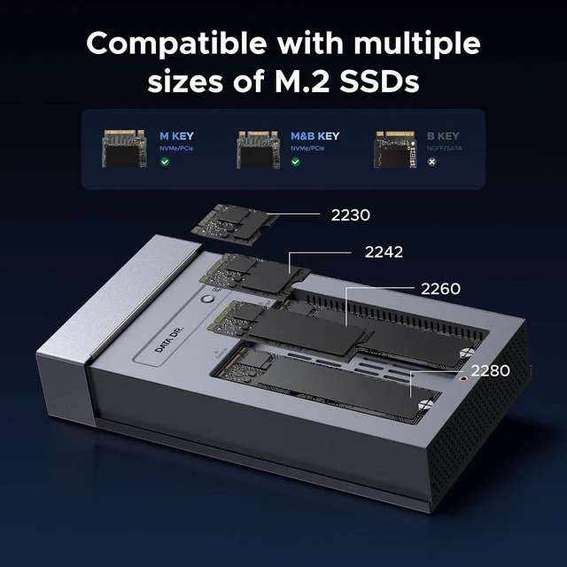 Alt view image 5 of 7 - UGREEN 40Gbps Dual-Bay M.2 NVMe SSD Cloner with Software Raid