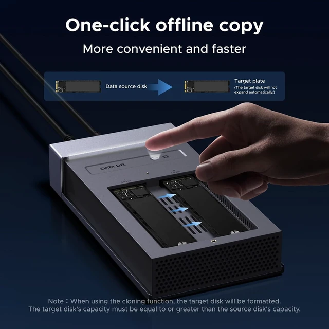 Alt view image 3 of 7 - UGREEN 40Gbps Dual-Bay M.2 NVMe SSD Cloner with Software Raid