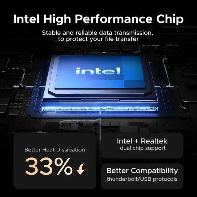 Alt view image 3 of 7 - UGREEN 40Gbps M.2 NVMe SSD Enclosure with Dual Chips