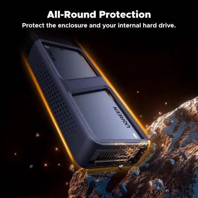 Alt view image 7 of 7 - UGREEN 40Gbps M.2 NVMe SSD Enclosure with Dual Chips