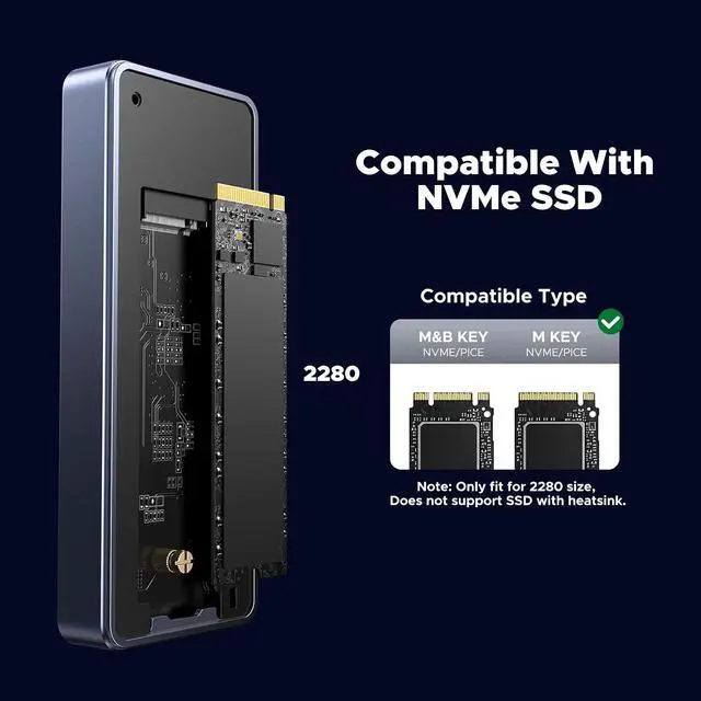 Alt view image 6 of 7 - UGREEN 40Gbps M.2 NVMe SSD Enclosure with Dual Chips