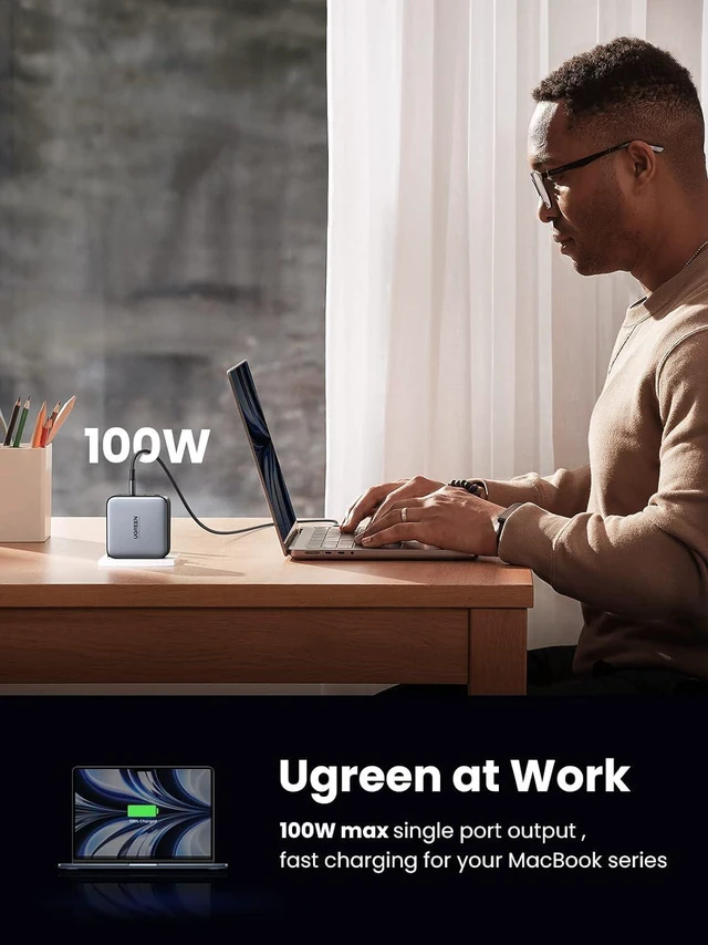 Alt view image 4 of 7 - UGREEN 100W USB-C Charger Bundle with 2-Pack USB-C Cables, Compatible with MacBook Pro/Air, iPad, iPhone 15 Pro, Galaxy S24 Ultra, Steam Deck, Dell XPS, Google Pixelbook