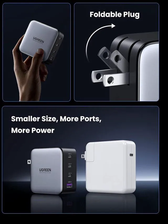 Alt view image 7 of 7 - UGREEN 100W USB-C Charger Bundle with 2-Pack USB-C Cables, Compatible with MacBook Pro/Air, iPad, iPhone 15 Pro, Galaxy S24 Ultra, Steam Deck, Dell XPS, Google Pixelbook