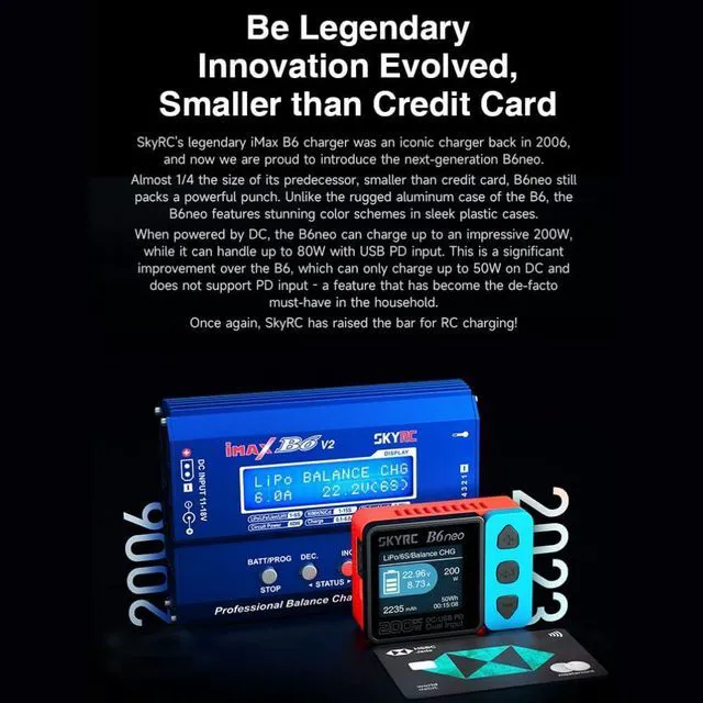 Alt view image 7 of 7 - HTLNUZD B6 neo Mini Balance Charger 200W with DC/PD Dual Input 10A Charge Current Digital Power Supply