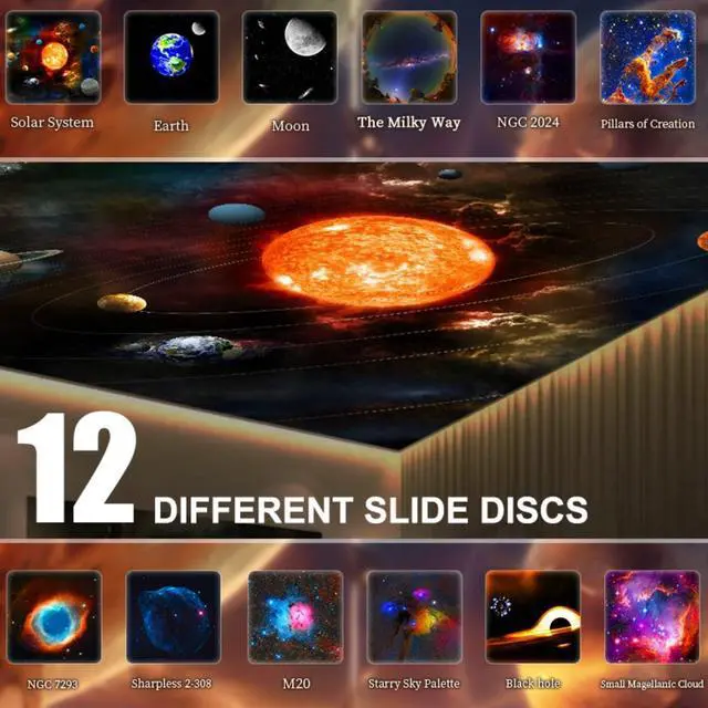 Alt view image 2 of 7 - HTLNUZD Rocket Astronaut Galaxy Projector Space Night Light and 12 Film Pieces Nebula Galaxy Projector Light 360° Rotation Magnetic Head for Bedroom, Gaming Room Decor Christmas Gift