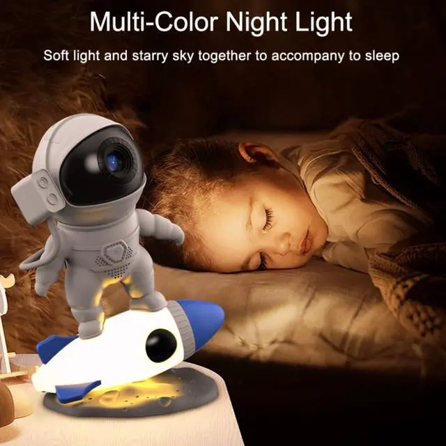 Alt view image 5 of 7 - HTLNUZD Rocket Astronaut Galaxy Projector Space Night Light and 12 Film Pieces Nebula Galaxy Projector Light 360° Rotation Magnetic Head for Bedroom, Gaming Room Decor Christmas Gift