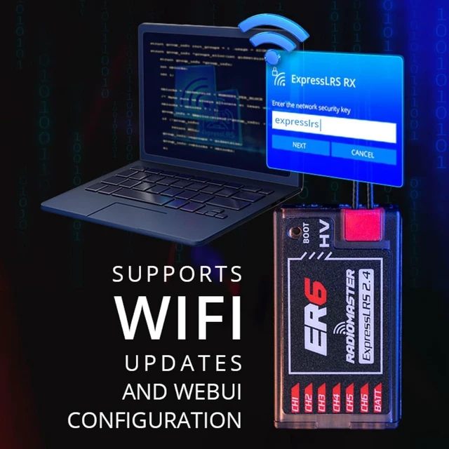 Alt view image 3 of 7 - HTLNUZD ER6 PWM 2.4G RC Receiver for Radiomaster 6CH 100mw CRSF Support Voltage Telemetry WiFi Update for Fixed Wing Aircraft