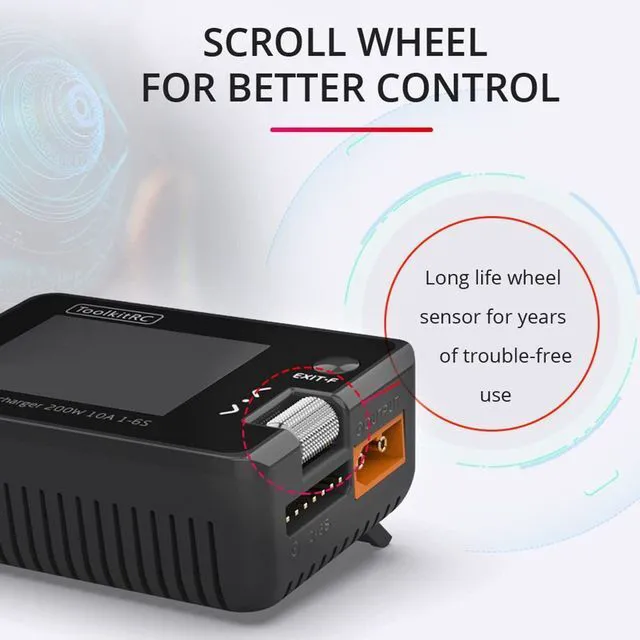Alt view image 5 of 7 - HTLNUZD ToolkitRC M7 Balance Charger Discharger 200W 10A DC 7-28V 1-6S Lipo Battery with Voltage Servo Checker ESC Receiver Signal Tester