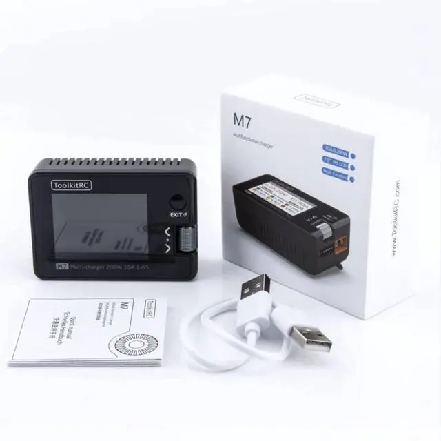 Alt view image 7 of 7 - HTLNUZD ToolkitRC M7 Balance Charger Discharger 200W 10A DC 7-28V 1-6S Lipo Battery with Voltage Servo Checker ESC Receiver Signal Tester