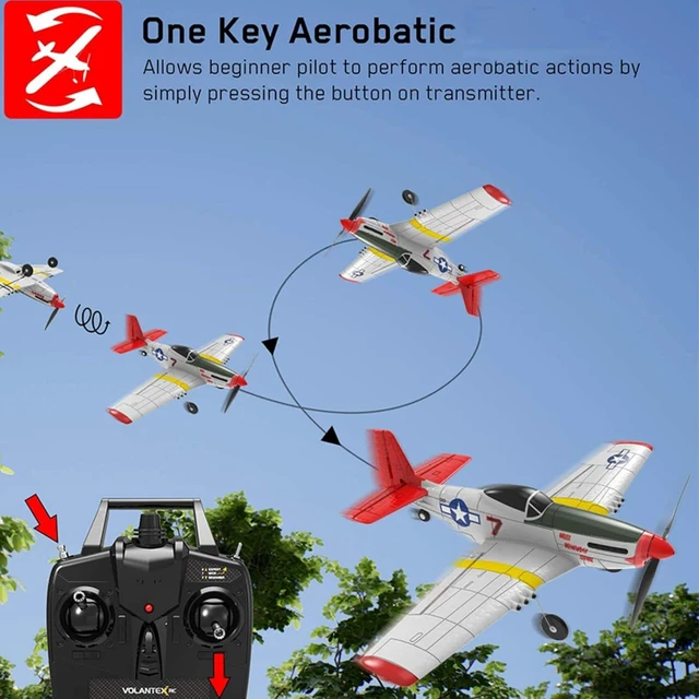 Alt view image 5 of 7 - HTLNUZD Remote Control Aircraft Plane 4 Channels 768-1P51D, Wingspan EPO Warbird Radio One Key Aerobatic Controlled Plane RTF