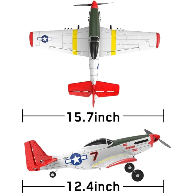 Alt view image 6 of 7 - HTLNUZD Remote Control Aircraft Plane 4 Channels 768-1P51D, Wingspan EPO Warbird Radio One Key Aerobatic Controlled Plane RTF