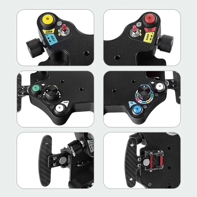 Alt view image 6 of 7 - HTLNUZD Carbon-Fiber USB Sim Racing Steering Wheel Hub with Switch Button Plate & Control Box for PC/PS4/PS5/Xbox Plug & Play Game Controlle