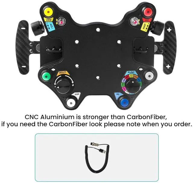Alt view image 7 of 7 - HTLNUZD Carbon-Fiber USB Sim Racing Steering Wheel Hub with Switch Button Plate & Control Box for PC/PS4/PS5/Xbox Plug & Play Game Controlle