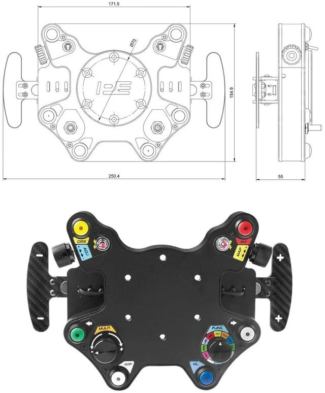 Alt view image 5 of 7 - HTLNUZD Carbon-Fiber USB Sim Racing Steering Wheel Hub with Switch Button Plate & Control Box for PC/PS4/PS5/Xbox Plug & Play Game Controlle