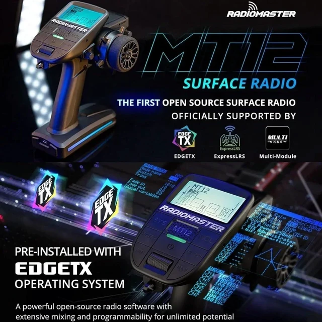 Alt view image 2 of 7 - HTLNUZD Radiomaster MT12 Surface Radio Controller Edgetx Open-Source System 2.4G ELRS ER3C-I LBT Technology Long-Range, Low-Latency Control for RC Cars & Boats