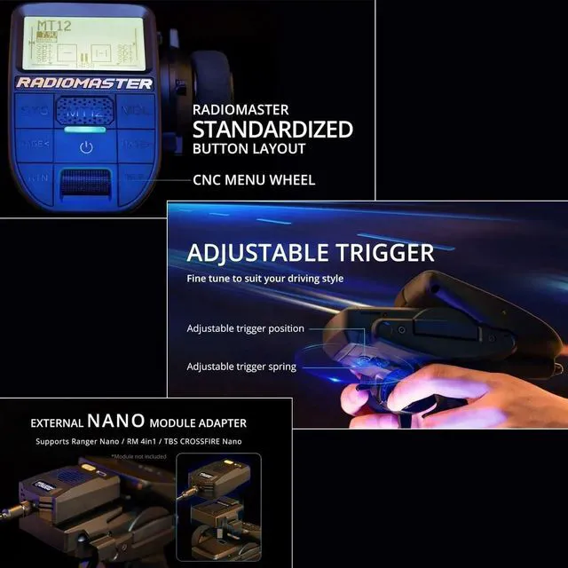 Alt view image 3 of 7 - HTLNUZD Radiomaster MT12 Surface Radio Controller Edgetx Open-Source System 2.4G ELRS ER3C-I LBT Technology Long-Range, Low-Latency Control for RC Cars & Boats