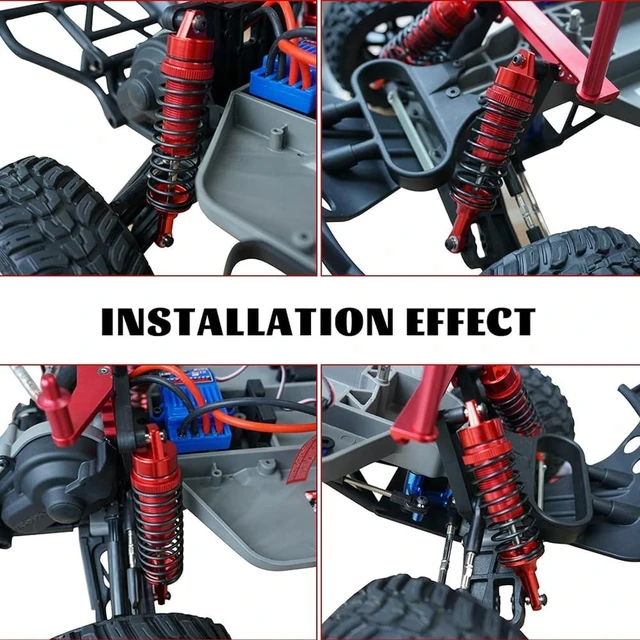 Alt view image 4 of 7 - HTLNUZD Aluminum Front Rear Big Bore Shocks Absorber 4pcs Assembled Full Metal,for RC 1/10 Traxxas Slash 4x4 4WD Rustler Stampede Replacement of Parts 5862
