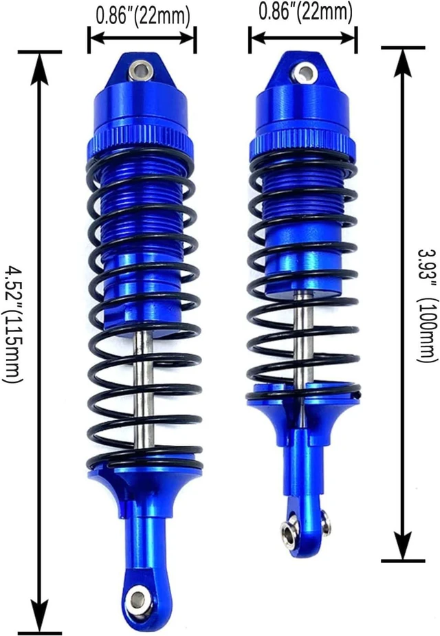 Alt view image 5 of 7 - HTLNUZD Aluminum Front Rear Big Bore Shocks Absorber 4pcs Assembled Full Metal,for RC 1/10 Traxxas Slash 4x4 4WD Rustler Stampede Replacement of Parts 5862