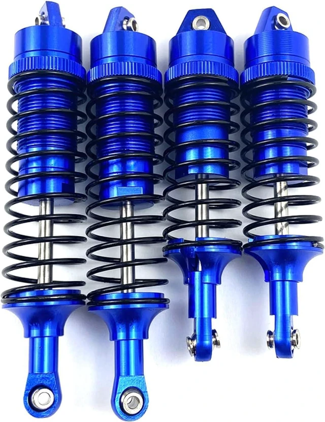 Alt view image 7 of 7 - HTLNUZD Aluminum Front Rear Big Bore Shocks Absorber 4pcs Assembled Full Metal,for RC 1/10 Traxxas Slash 4x4 4WD Rustler Stampede Replacement of Parts 5862