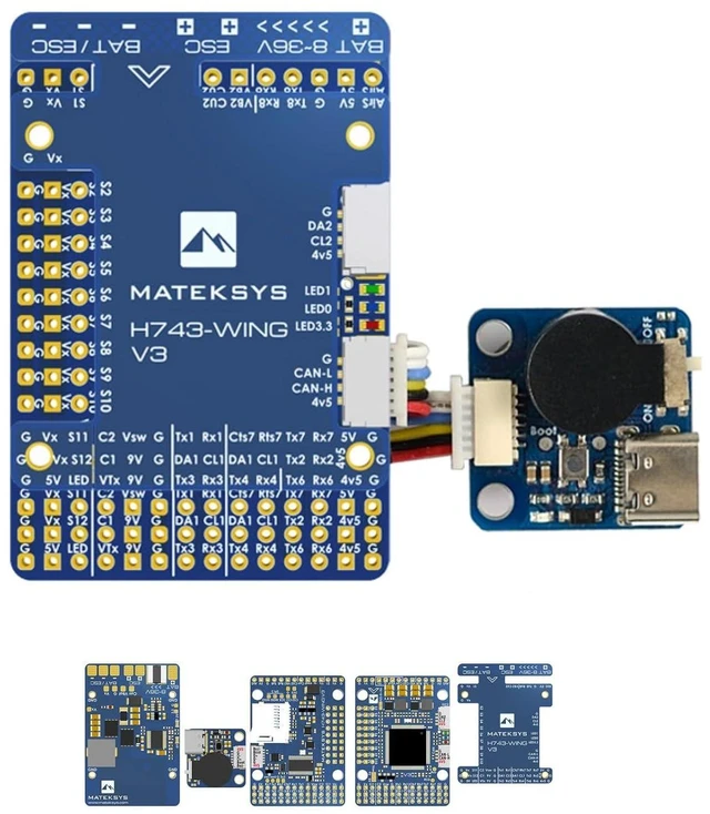 Main image of HTLNUZD Mateksys Wing V3 Flight Controller STM32H743VIT6 Built-in OSD Support Dual Camera INAV for RC FPV Airplane Fixed Wing Drones