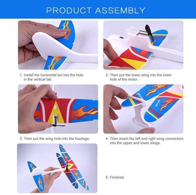 Alt view image 3 of 7 - HTLNUZD Foam Plane Glider Hand Airplanes Capacitor Electric Plane Light Inertial EVA Outdoor Aircraft Model1pc