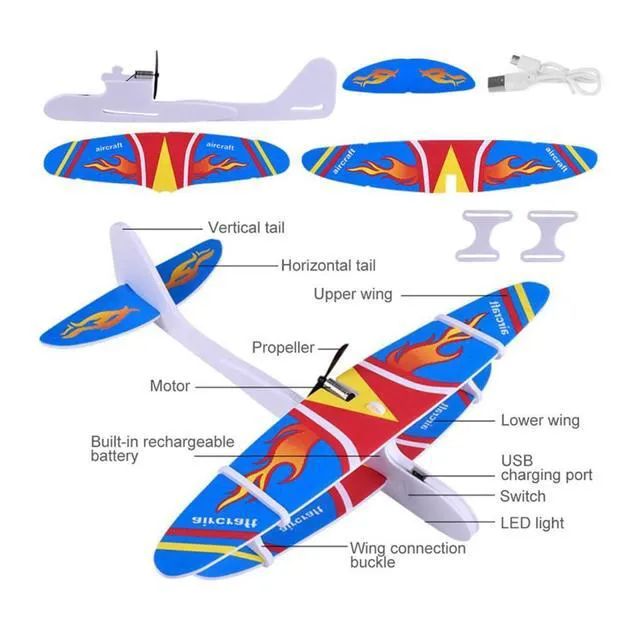 Alt view image 4 of 7 - HTLNUZD Foam Plane Glider Hand Airplanes Capacitor Electric Plane Light Inertial EVA Outdoor Aircraft Model1pc