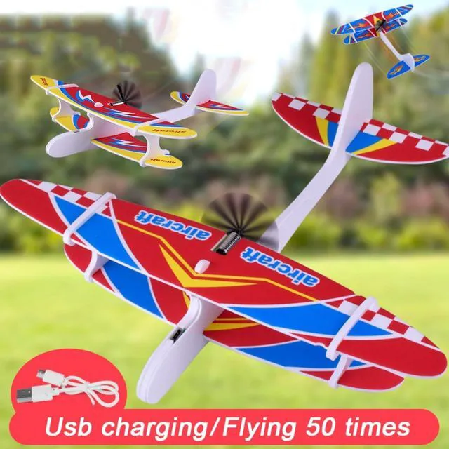 Alt view image 2 of 7 - HTLNUZD Foam Plane Glider Hand Airplanes Capacitor Electric Plane Light Inertial EVA Outdoor Aircraft Model1pc